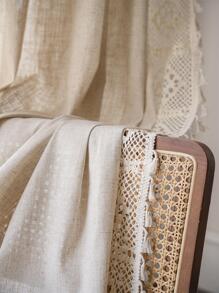 Bubaba 1 件麻布拼布遮光窗帘，波西米亚亚麻镂空流苏装饰板，适用于卧室、客厅、厨房、餐厅、健身房、凸窗、咖啡厅、日常使用和节日，所有季节