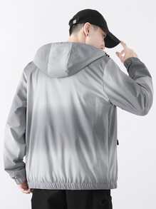 Manfinity Men Ombre Zip Up Hooded Jacket - Grey - View 2