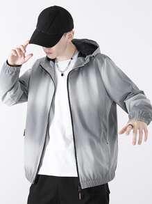 Manfinity Men Ombre Zip Up Hooded Jacket - Grey - View 4