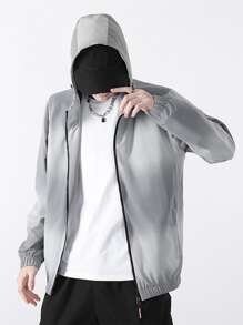 Manfinity Men Ombre Zip Up Hooded Jacket - Grey - View 5