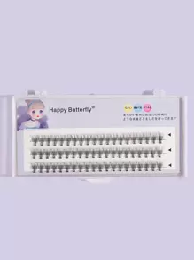 Happy Butterfly 1box Beautiful Individual Cluster Eyelashes 3D Volume Grafting Fake False Eyelashes Eyelash Extension Individual Bunche - Black - View 1