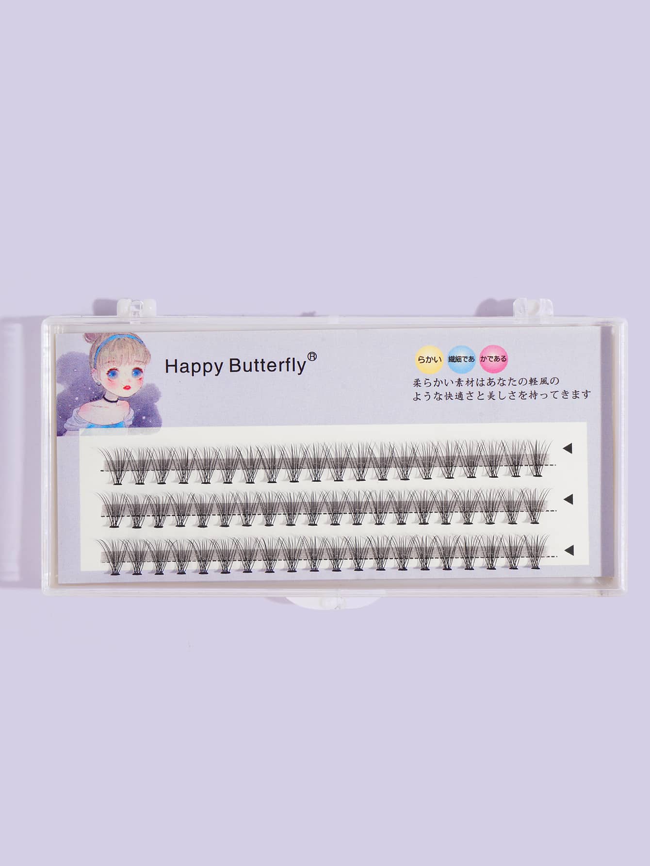 Happy Butterfly 1box Beautiful Individual Cluster Eyelashes 3D Volume Grafting Fake False Eyelashes Eyelash Extension Individual Bunche - Black - View 1
