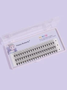 Happy Butterfly 1box Beautiful Individual Cluster Eyelashes 3D Volume Grafting Fake False Eyelashes Eyelash Extension Individual Bunche - Black - View 2