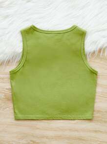 SHEIN Tank Tops & Camis Bé Gái màu trơn Giải trí - màu xanh lá - Xem 2