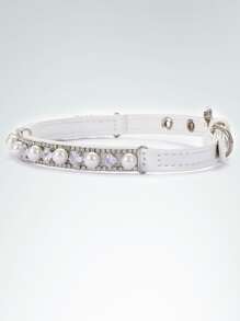 1 pieza Collar para mascota con diseño de diamante de imitación y perla artificial - Plateado - Ver 3