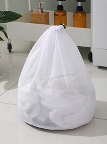 1pc Túi giặt chi tiết dây rút - trắng - Xem 3