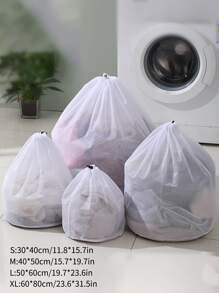 1pc Túi giặt chi tiết dây rút - trắng - Xem 4