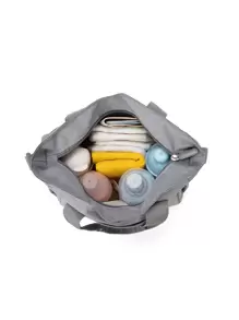 1 件婴儿纯色新款尼龙时尚旅行大容量多功能妈咪包、单肩包、手提包、斜挎包，可挂在婴儿车上，适合日常旅行 - 灰色 - 查看 4