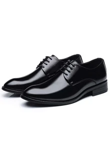 Men Lace-up Front Oxford Shoes, Business Black Derby Shoes
