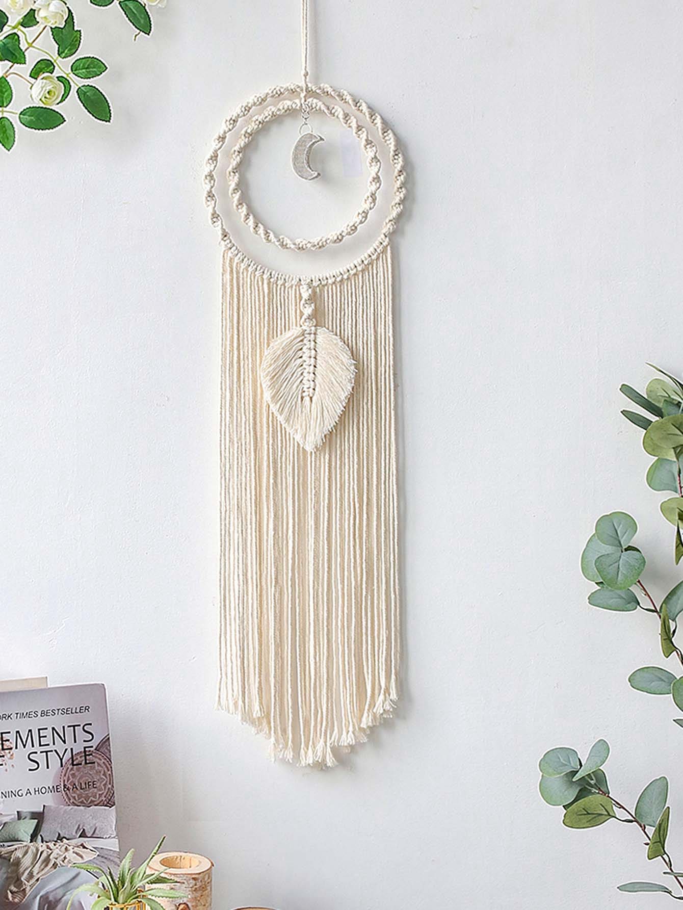 1 pieza Atrapasueños con diseño de luna con fleco - Caqui - Ver 1