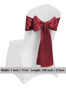 1入組17*275cm緞面椅子裝飾蝴蝶結，椅套，派對椅子裝飾 - 酒紅色 - 查看 3