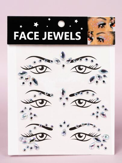 STARTTOOS 1Pc 3D Simulation Rhinestone Decorative Face Stickers Diy Masquerade Eye Face Stickers,Concert Look,Face Gems
