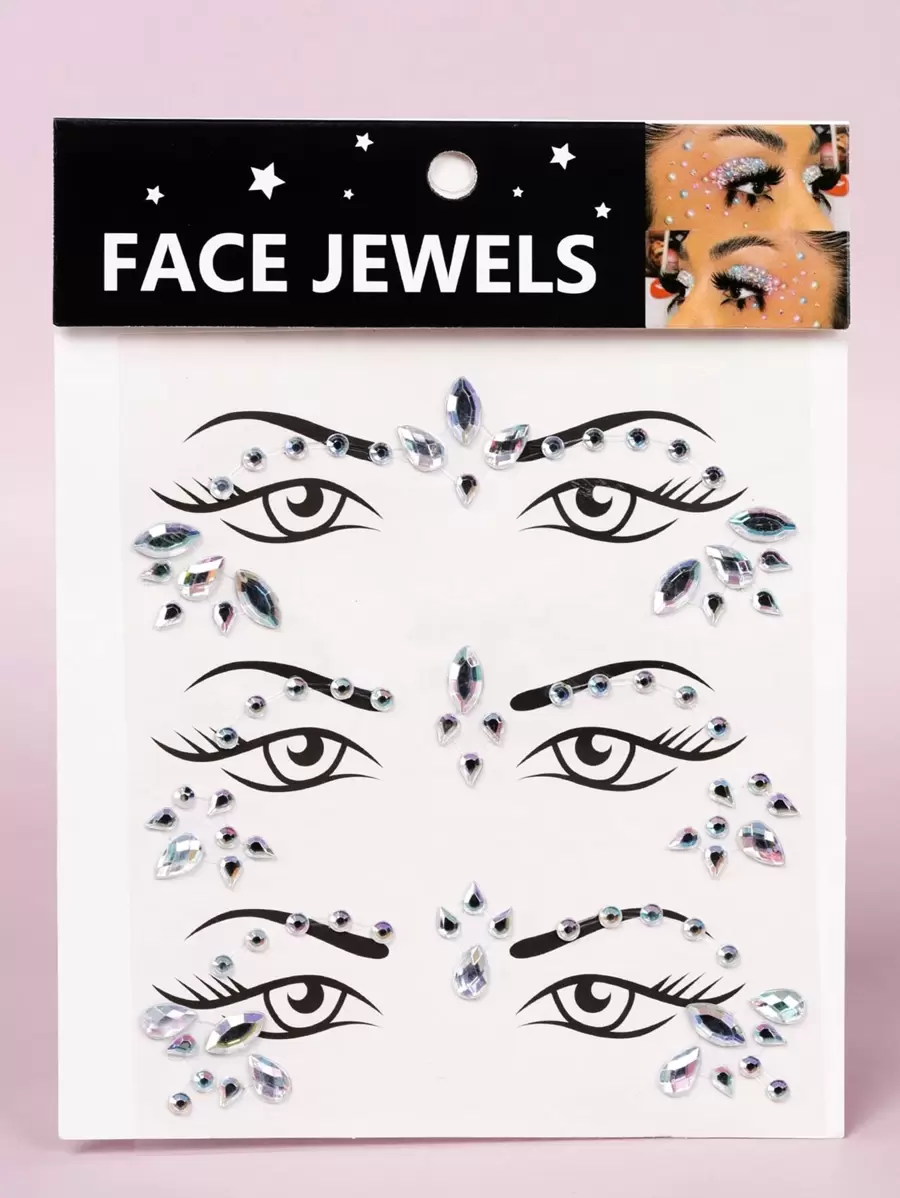 STARTTOOS 1Pc 3D mô phỏng Rhinestone trang trí mặt dán DIY mặt hóa trang dán mắt - Nhiều màu - Xem 1