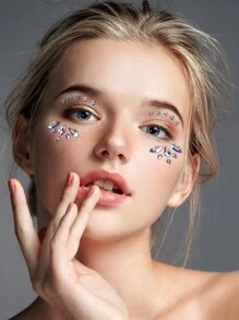 STARTTOOS 1Pc 3D mô phỏng Rhinestone trang trí mặt dán DIY mặt hóa trang dán mắt - Nhiều màu - Xem 2