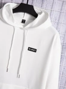 Manfinity Men Bear & Letter Graphic Drop Shoulder Drawstring Hoodie - White - View 4