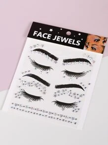 1Pc 3D Simulation Star Graphics Rhinestone Decorative Face Stickers Diy Masquerade Eye Face Stickers - Multicolor - View 4