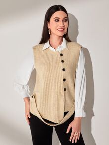 Mulvari 前紐扣毛衣背心不帶襯衫