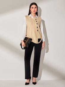 Mulvari 前紐扣毛衣背心不帶襯衫