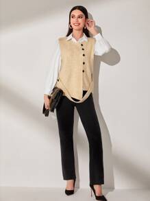 Mulvari 前紐扣毛衣背心不帶襯衫