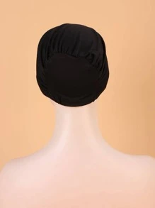 Solid Head Wrap Bonnet Hair Bonnet Turban Hair Sleep Cap - Black - View 2