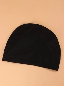 Solid Head Wrap Bonnet Hair Bonnet Turban Hair Sleep Cap - Black - View 3