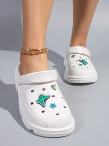 女式白色鏤空蝴蝶花裝飾木底透氣運動鞋 - 白色 - 查看 4