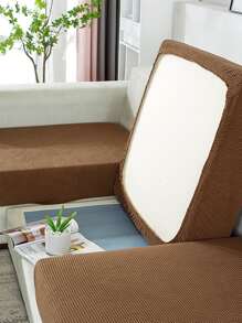 1入組素色有彈性沙發座套 - 咖啡棕 - 查看 1