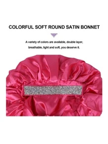 1pc Rhinestone Decor Satin Wig Cap - Hot Pink - View 5