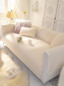 1pc Fluffy Lamb Wool Sofa Cushion - Beige - View 4