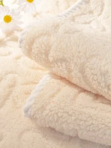 1pc Fluffy Lamb Wool Sofa Cushion - Beige - View 5