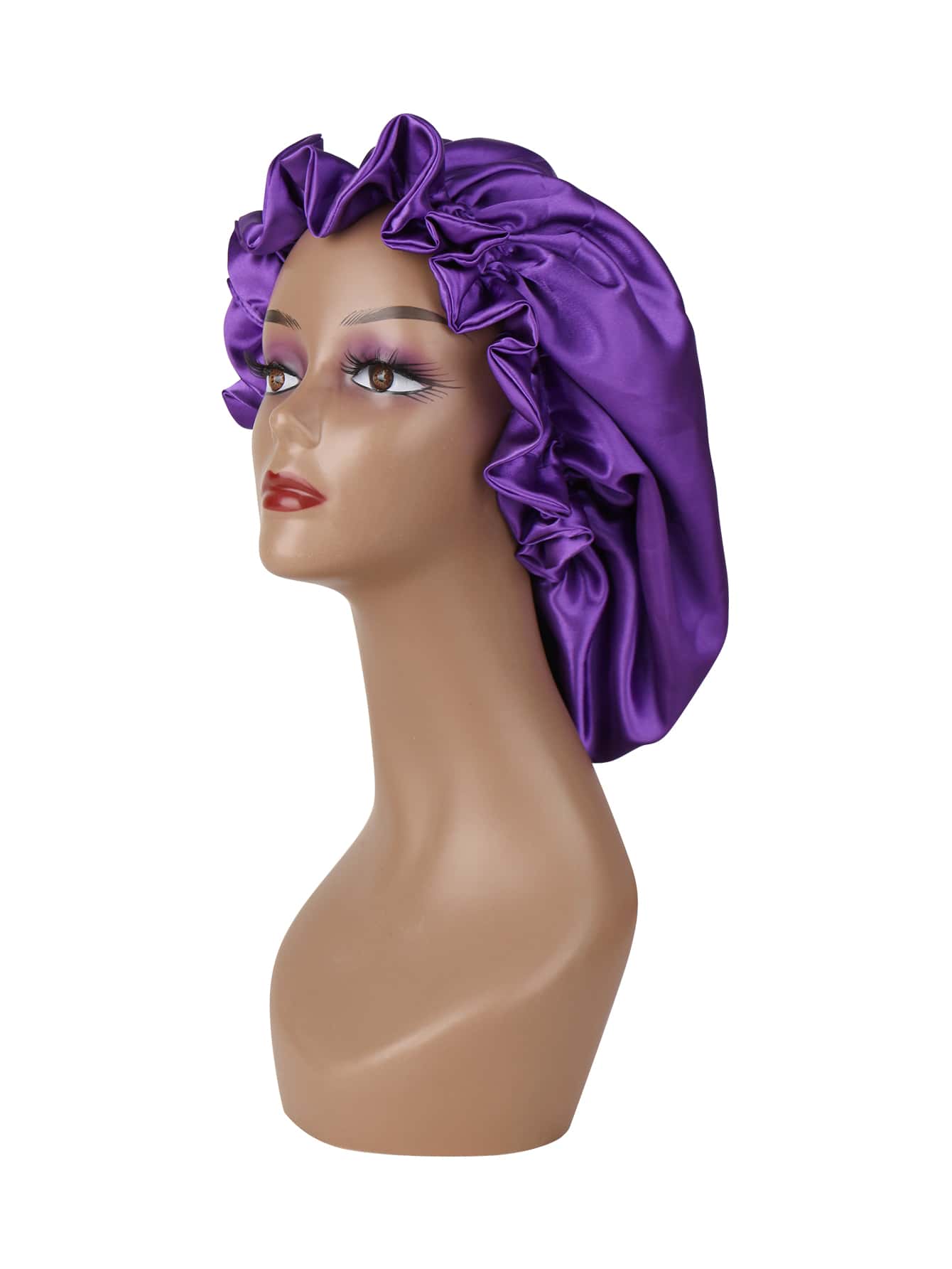 1pc Satin Wig Bonnet - Purple - View 1