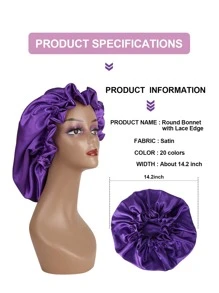 1pc Satin Wig Bonnet - Purple - View 3