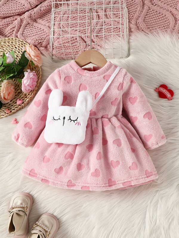 Baby Heart Print Dress & Bag SHEIN USA