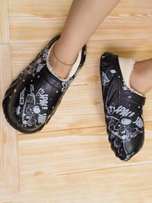 Spaceman & Letter Graphic Thermal Lined Clogs - Black - View 3