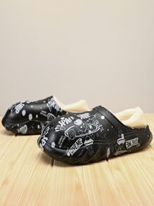 Spaceman & Letter Graphic Thermal Lined Clogs - Black - View 5