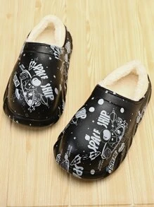 Spaceman & Letter Graphic Thermal Lined Clogs - Black - View 7