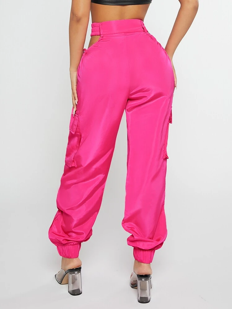 SHEIN SXY カットアウトウエスト フラップポケット カーゴパンツ