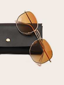 Hombres Gafas de sol de marco geométrico - Naranja - Ver 6