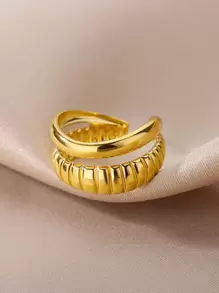 Hollow Out Cuff Ring - Yellow Gold - View 3