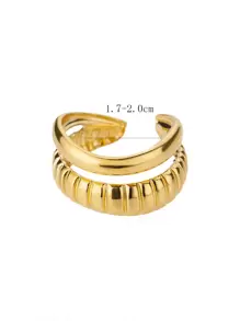 Hollow Out Cuff Ring - Yellow Gold - View 4