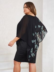 Nemidor Vestido con estampado floral de manga capa - Negro - Ver 2