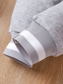 SHEIN Baby Boy Letter Patched Thermal Lined Bomber Jacket & Sweatpants