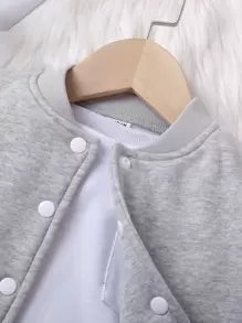 SHEIN Baby Boy Letter Patched Thermal Lined Bomber Jacket & Sweatpants