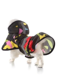 1pc Reflective Camo Print Hooded Pet Raincoat - Multicolor - View 6