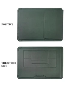 1pc 12 Inch Plain Waterproof Laptop Bag - Dark Green - View 4