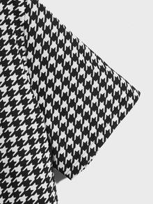 Manfinity Hombres Camisa polo con estampado de pata de gallo - Blanco y Negro - Ver 4