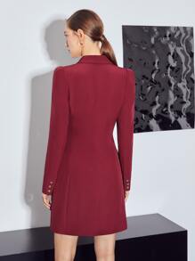 MOTF PREMIUM VISCOSE-BLEND BLAZER DRESS - Burgundy - View 3