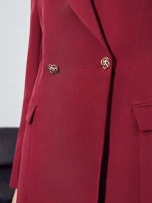 MOTF PREMIUM VISCOSE-BLEND BLAZER DRESS - Burgundy - View 6