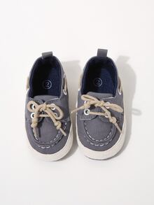 Baby Boy Lace Up Front Flats - Grey - View 7