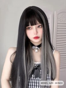 alicegarden 1 Piece Synthetic Heat-Resistant ,Long Straight Hair Wig In Multi Color Wigs ,24 Inches Long, Fully Machine Woven Daily Natural Realistic Wig (Excluding Accessories) - Multicolor - View 2